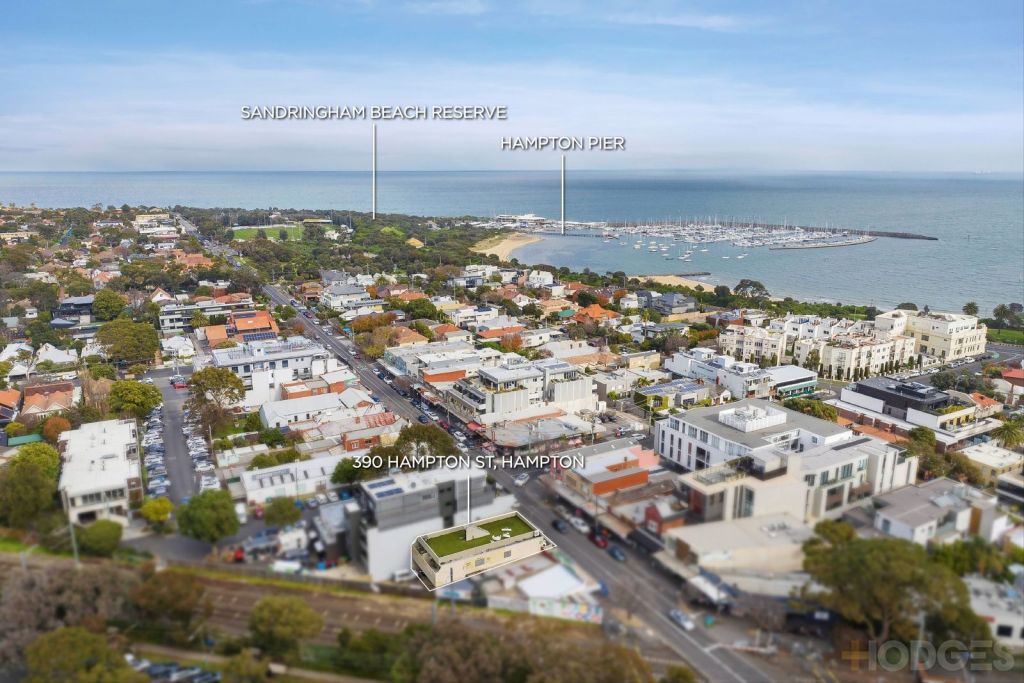 At the beach end of Hampton, the rooftop, open-air listing comes with plans for a penthouse. Photo: Hodges Real Estate Sandringham
