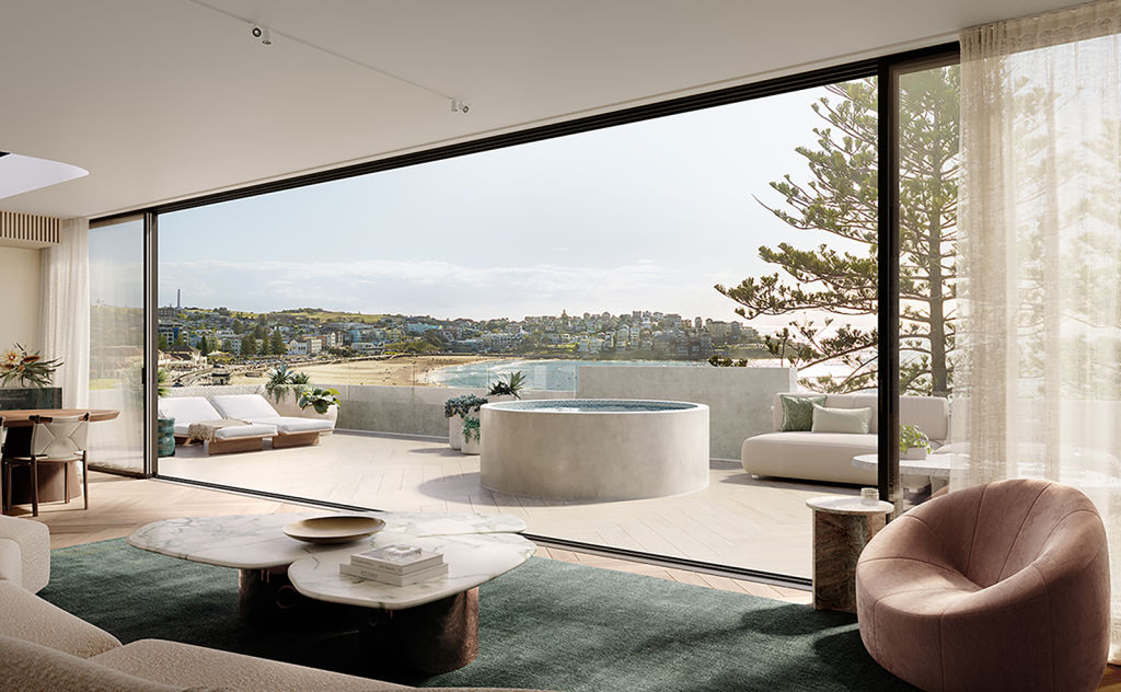The penthouse at Mayfair Bondi Beach enjoys its own outdoor spa and a huge balcony. Photo: Supplied