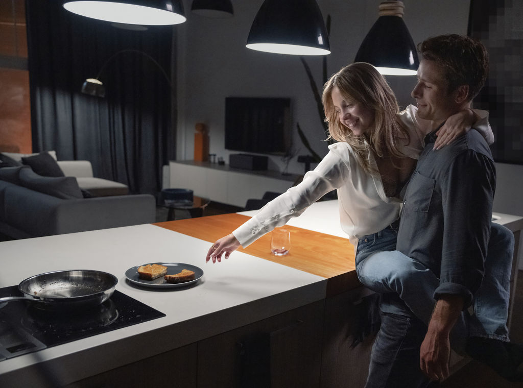 This image released by Sony Pictures shows Glen Powell, right, and Sydney Sweeney in a scene from "Anyone But You." (Brook Rushton/Sony via AP) Photo: Brook Rushton
