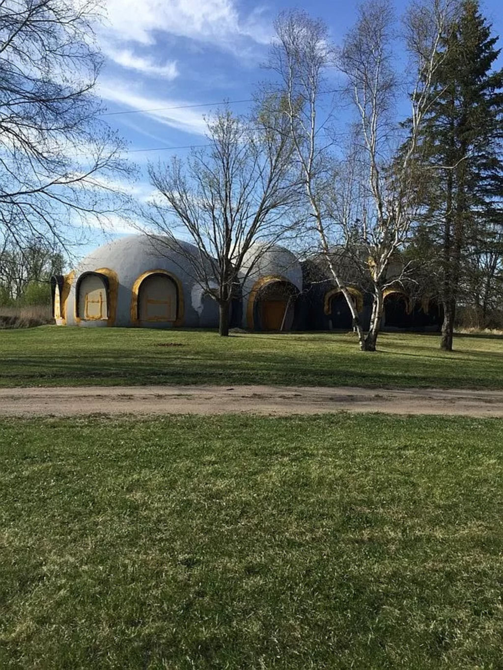 The cool dome home in the countryside has vast living zones. Photo: Zillow