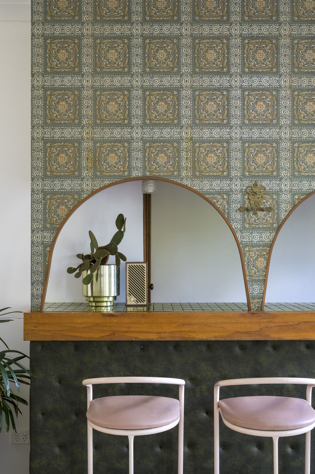 For Nina Meehan and Dylan McIntosh, their design muse was the original 1970s bar in the living room of their Newcastle home. Photo: Atelier Photography