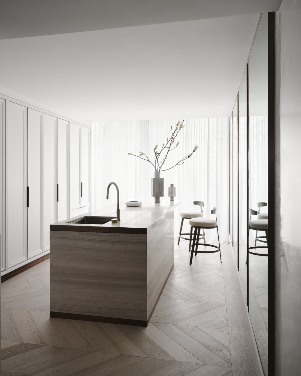 The two-storey apartment has an entertainer's kitchen and three terraces. Photo: Supplied