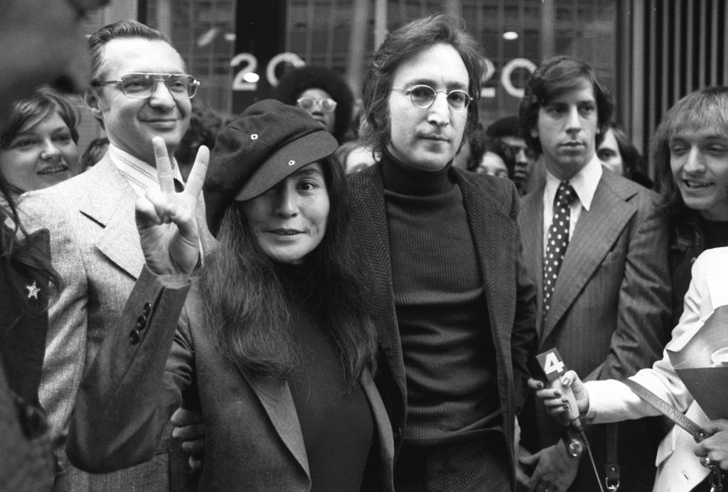 John Lennon's $8.3 million New York home is for sale. Lennon is pictured with wife Yoko Ono.  (AP Photo)