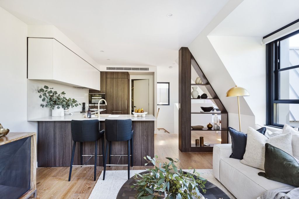 The Balmain apartment covers two levels of the former soap factory. Photo: CobdenHayson