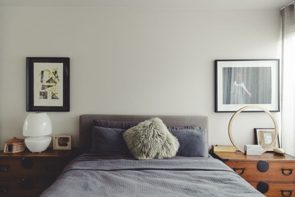 The couple share the one-bedroom home with their dog Milos. Photo: Hilary Walker