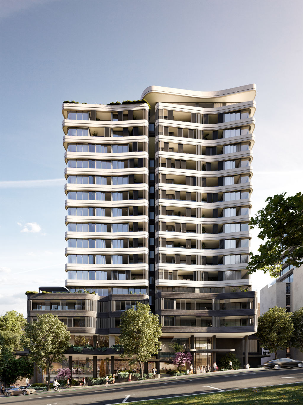 Apartments will sit above four storeys of retail and commercial space. Photo: TWT Property Group