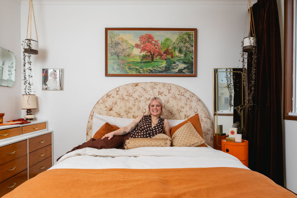 The bedroom of Carly Anne Kenneally's first home is still a work in progress: she can't wait to see how it evolves. Photo: Greg Briggs