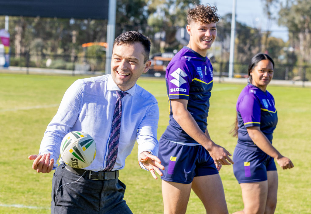 Mayor of Hume City Council, Naim Kurt, at the Seabrook Reserve State Rugby League and Community Centre opening. Photo: Supplied