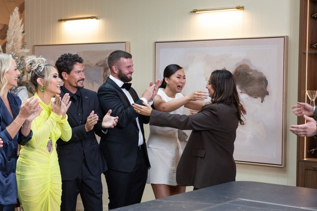 The Block contestants react to the auctions. The Block 2024 auctions Photo: Nine