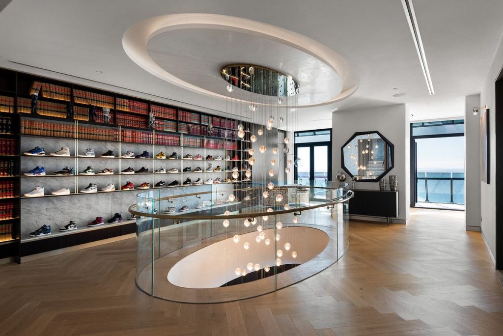 Yes, that's the sneaker wall. Inside the penthouse belonging to Simon Beard, founder of Culture Kings, and his wife Tah-nee. Photo: NGU Real Estate