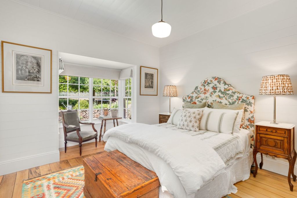 The bedroom has a country-chic air. Photo: DiJones Southern Highlands