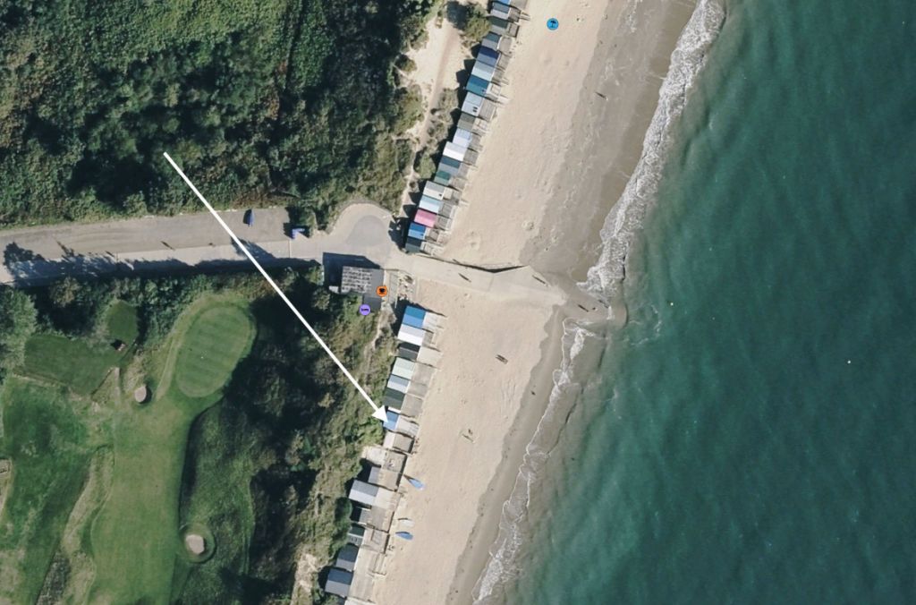 Aerial photo of the beach huts.